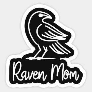 Raven Mom white line art Sticker